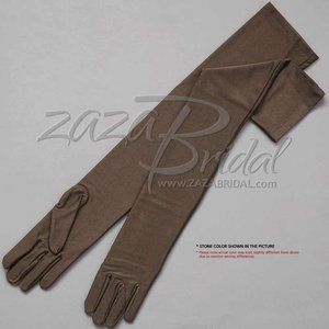 23.5″ Long 4-Way Stretch Matte Finish Satin Gloves Opera Length 16BL - Stone